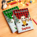 Cuaderno de espiral A5 personalizado con el nombre de un personaje de dibujos animados de Navidad Regalo de Navidad para estudiantes y niños