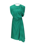 Versace Silk Twist-Waist Midi Dress — Green