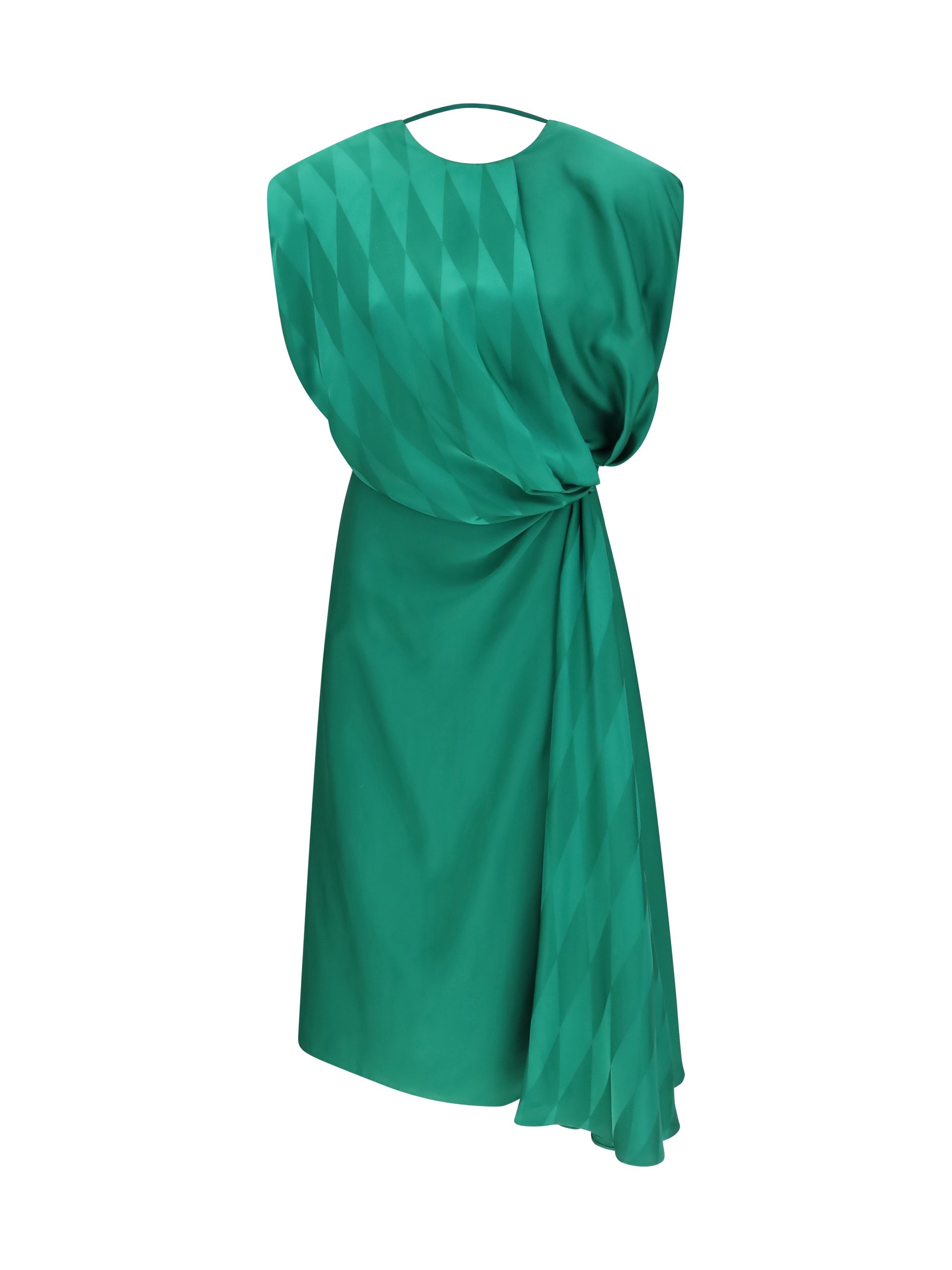 Versace Silk Twist-Waist Midi Dress — Green