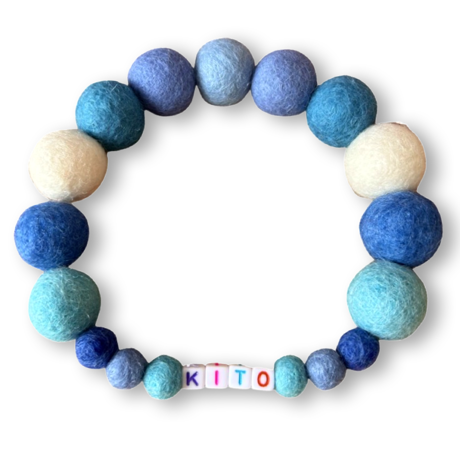 Collare personalizzato per cani con pon pon - Blu