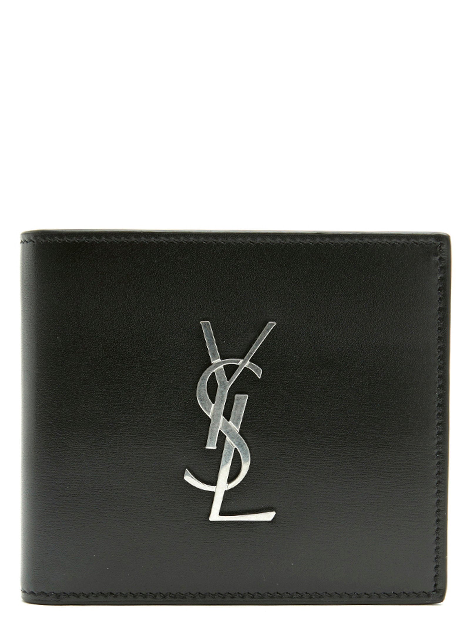 Saint Laurent Logo-Embossed Leather Wallet — Black