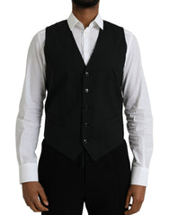 Men's Black Wool Formal Dress Waistcoat Vest Virgin Elastane