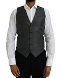 Men's Gray Wool Formal Dress Waistcoat Vest Virgin Silk