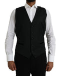 Men's Black Silk Waistcoat Dress Formal Vest Wool Polyester Cotton