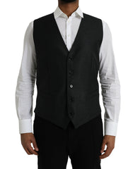 Men's Black Wool Waistcoat Dress Formal Vest Virgin Silk
