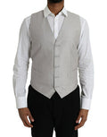 Men's Light Gray Wool Formal Dress Waistcoat Vest Virgin Silk