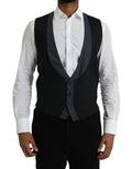 Men's Black Wool Waistcoat Dress Formal Vest Virgin Elastane