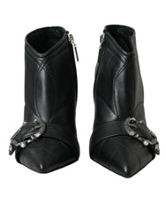 Women's Black Devotion Quilted Buckled Boots Shoes Leather
