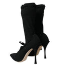 Women's Lace-Up Stiletto Heeled Boot Black Fabric