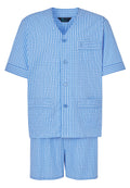 Pijama Hombre Verano Corto Judo Algodón Popelín Cuadros - Azul 4536_36
