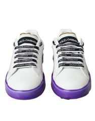 Women's White Leather Portofino Low Top Sneakers Shoes Calf