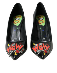 Women's Graphic Patch-Embellished Leather Pump Black