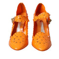 Women's Orange Cinderella Floral Crystal Pumps Shoes Pvc