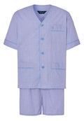 Pijama Hombre Verano Corto Judo Algodón Popelín Cuadros - Azul 4538_30