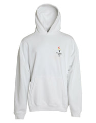 Men's White Cotton Logo Hooded Pullover Sweatshirt Sweater Clothing