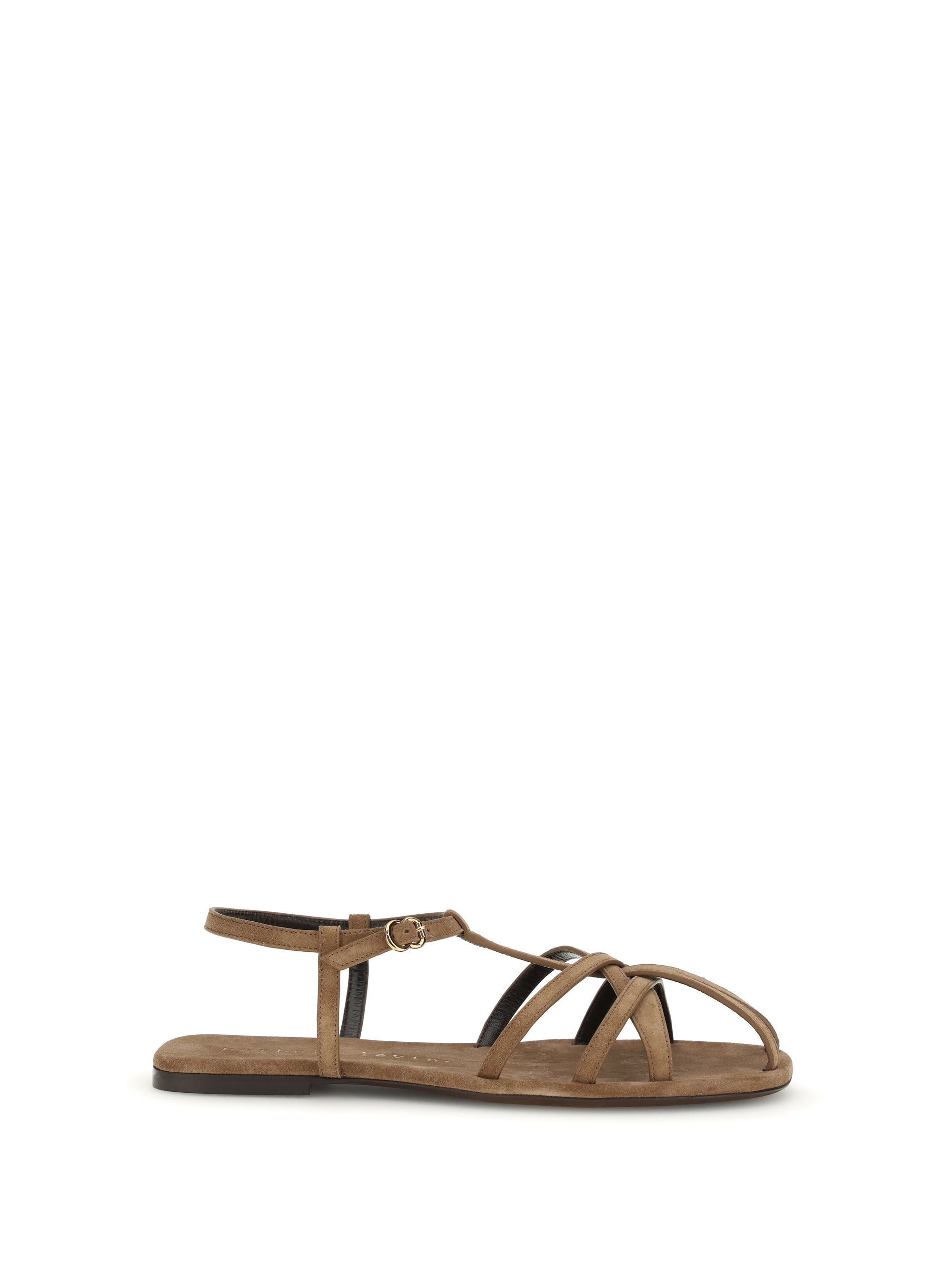Herbert Levine Caged Calf Leather Sandals — Beige