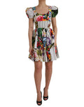 Women's Multicolor Patchwork Cotton Aline Mini Dress