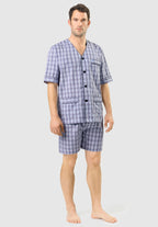 Pijama Hombre Verano Corto Judo Popelín Cuadros - Azul 4542_30