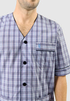 Pijama Hombre Verano Corto Judo Popelín Cuadros - Azul 4542_30