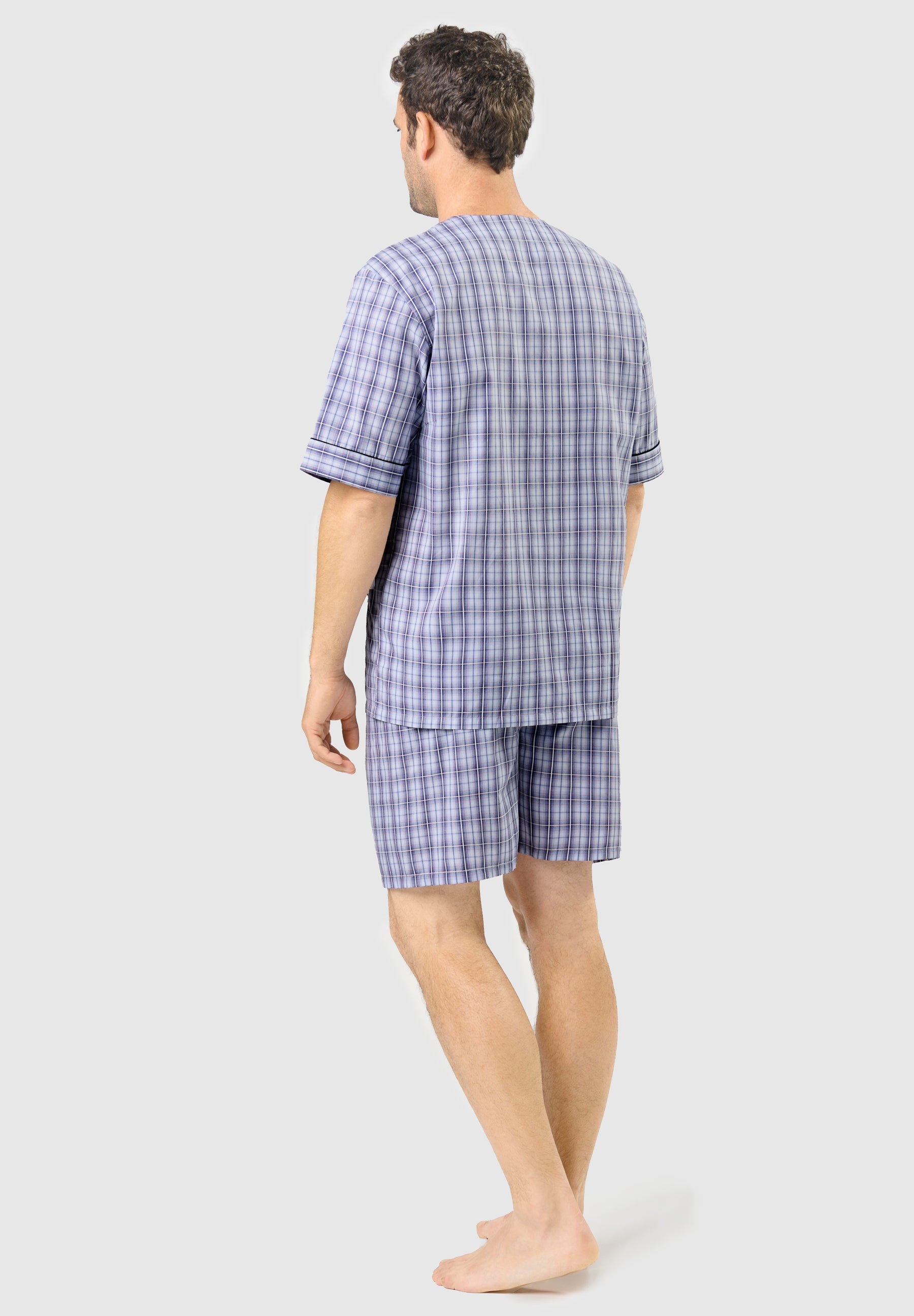 Pijama Hombre Verano Corto Judo Popelín Cuadros - Azul 4542_30