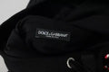 Women's Sequin Logo Embroidered Hoodie Black Cotton Hoodies