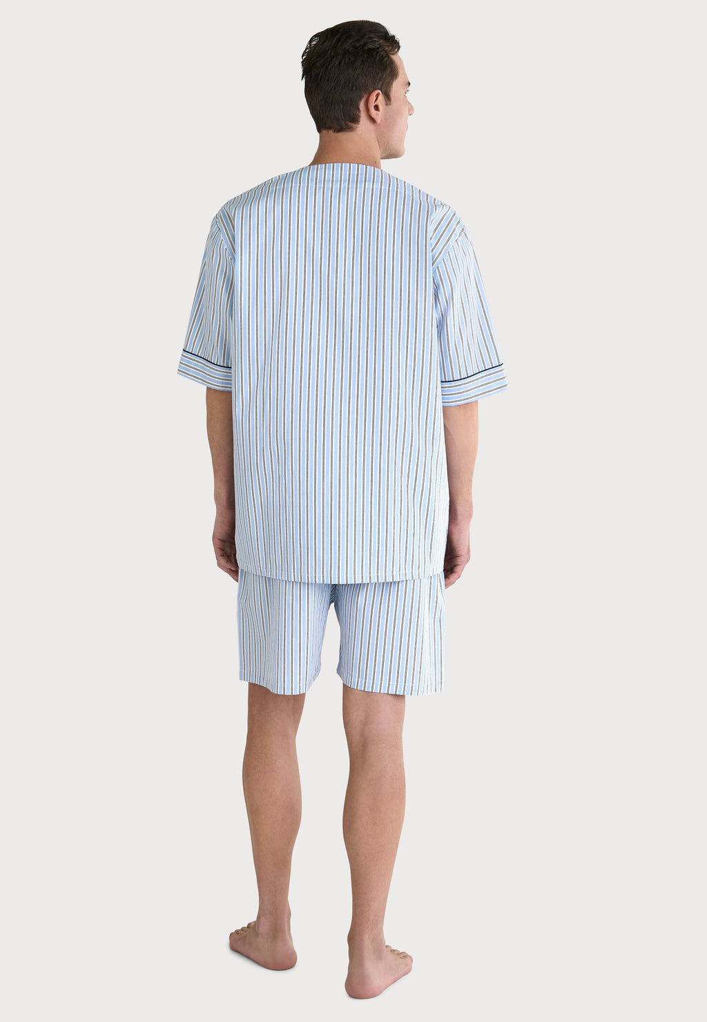 Pijama Hombre Verano Corto Judo Popelín Rayas - Azul 4547_30