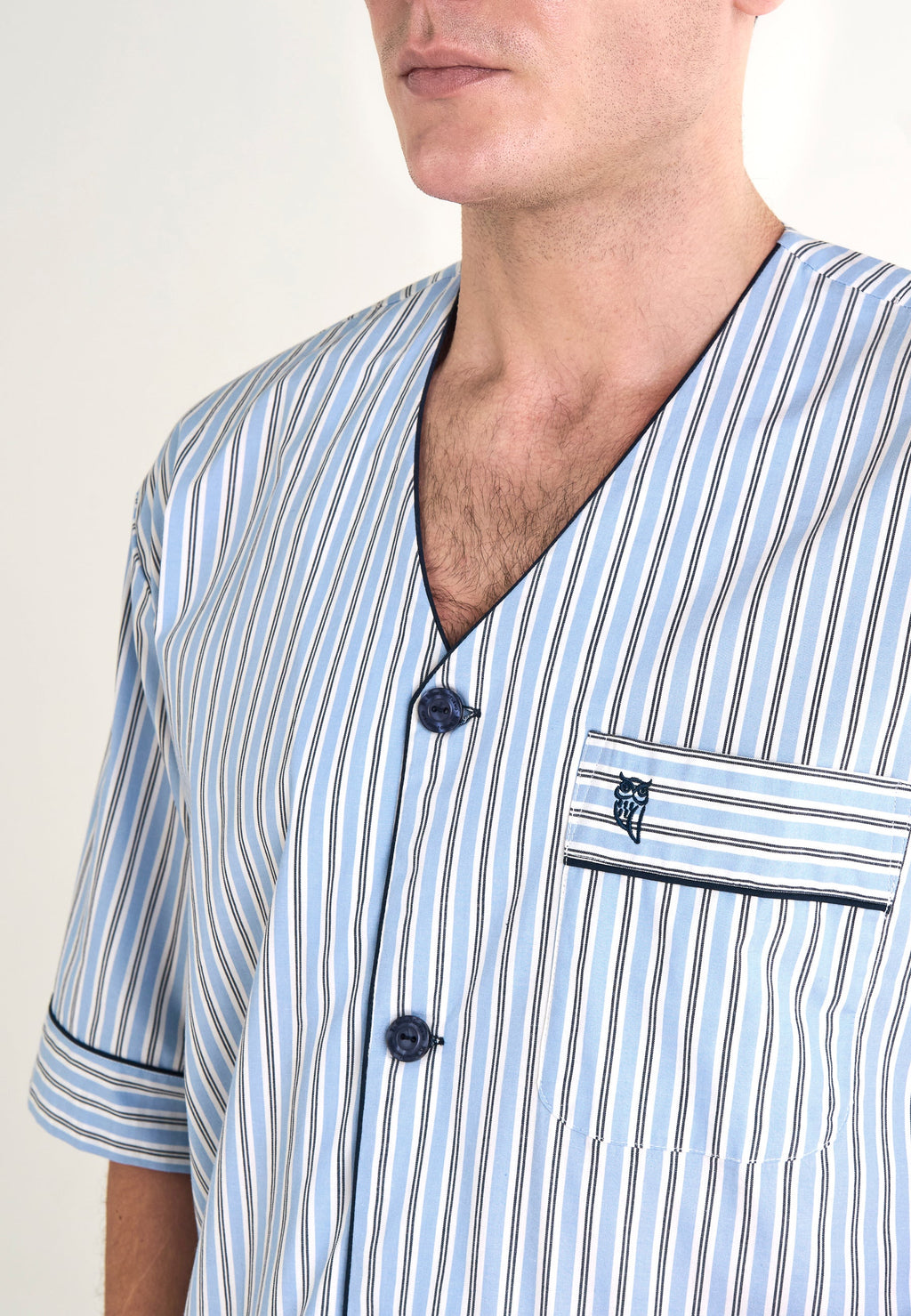Pijama Hombre Verano Corto Judo Popelín Rayas - Azul 4547_30