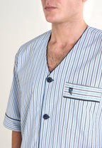 Pijama Hombre Verano Corto Judo Popelín Rayas - Azul 4547_30
