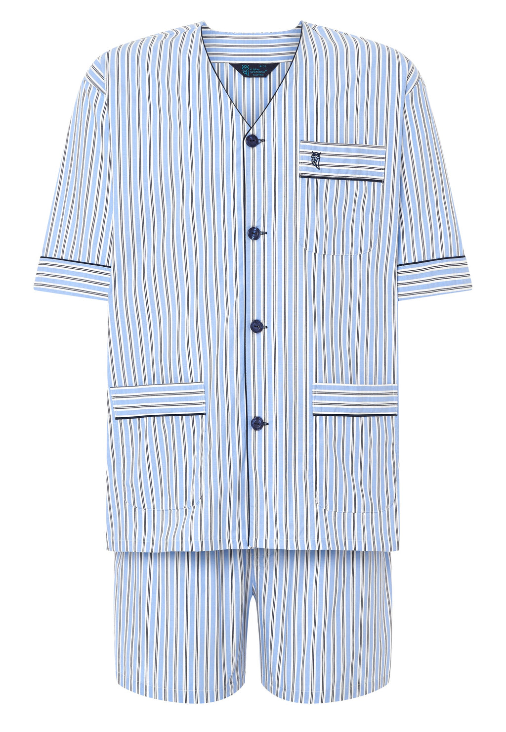 Pijama Hombre Verano Corto Judo Popelín Rayas - Azul 4547_30