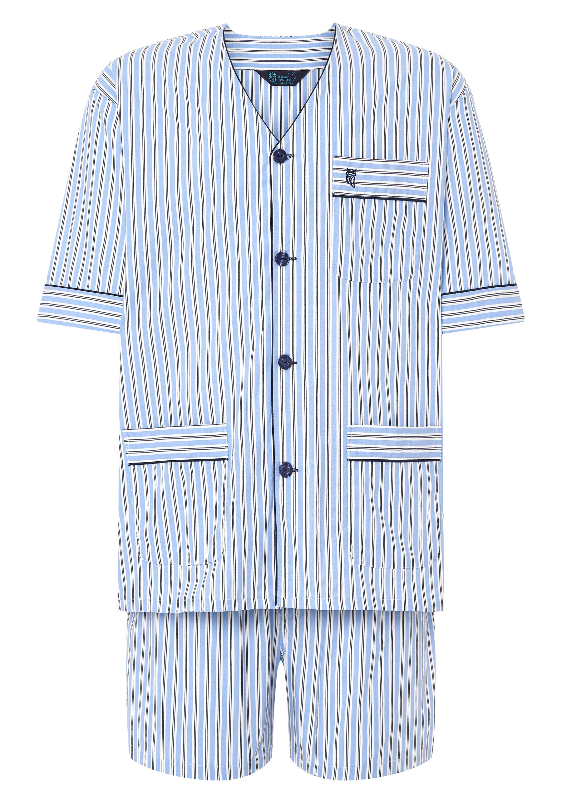 Pijama Hombre Verano Corto Judo Popelín Rayas - Azul 4547_30