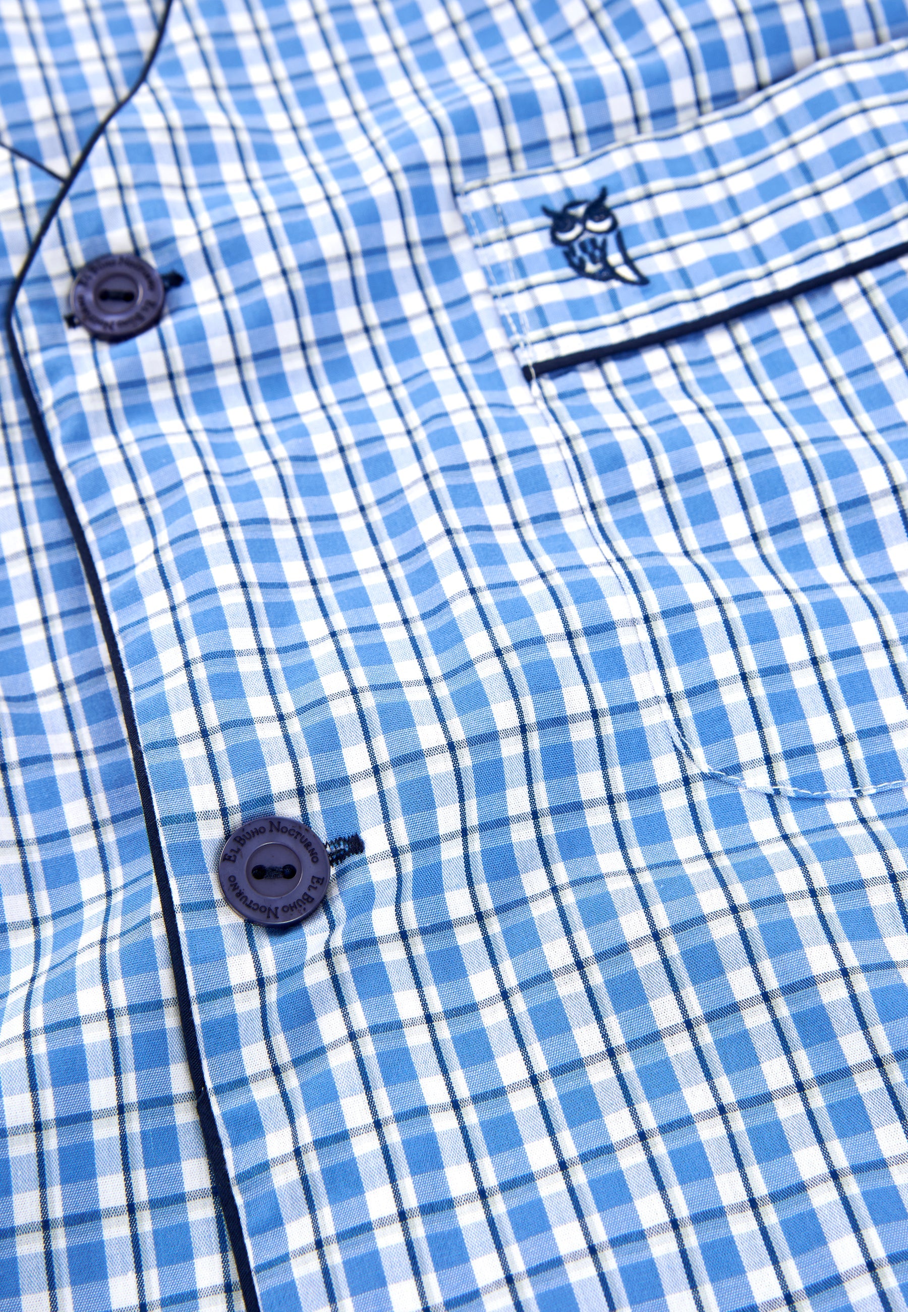 Pijama Hombre Verano Corto Judo Popelín Cuadros - Azul 4548_36