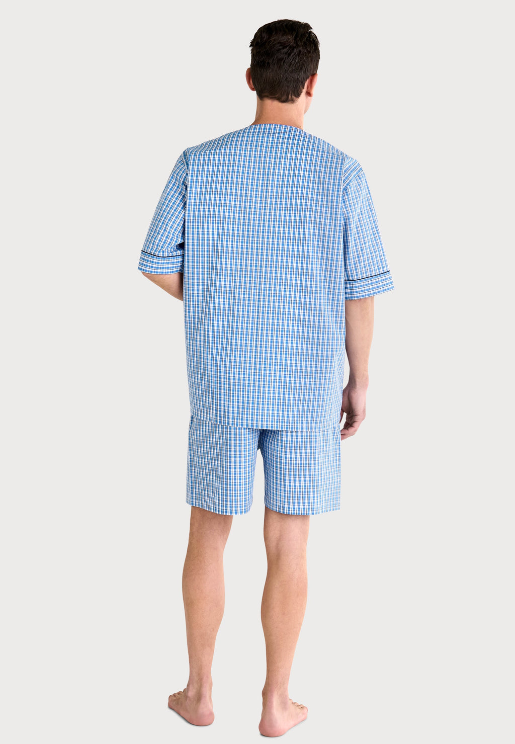 Pijama Hombre Verano Corto Judo Popelín Cuadros - Azul 4548_36