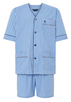 Pijama Hombre Verano Corto Judo Popelín Cuadros - Azul 4548_36