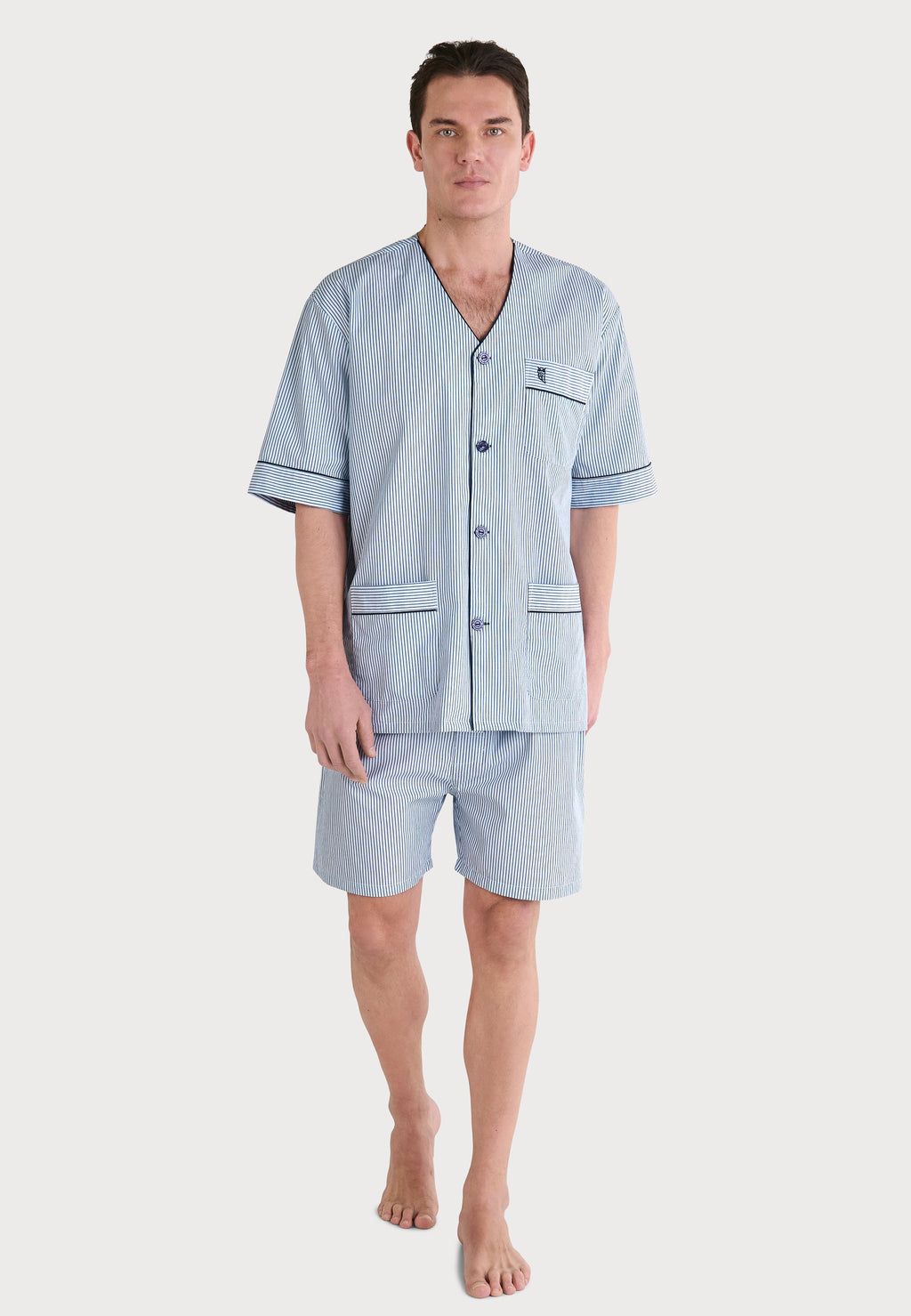 Pijama Hombre Verano Corto Judo Popelín Rayas - Azul 4549_36