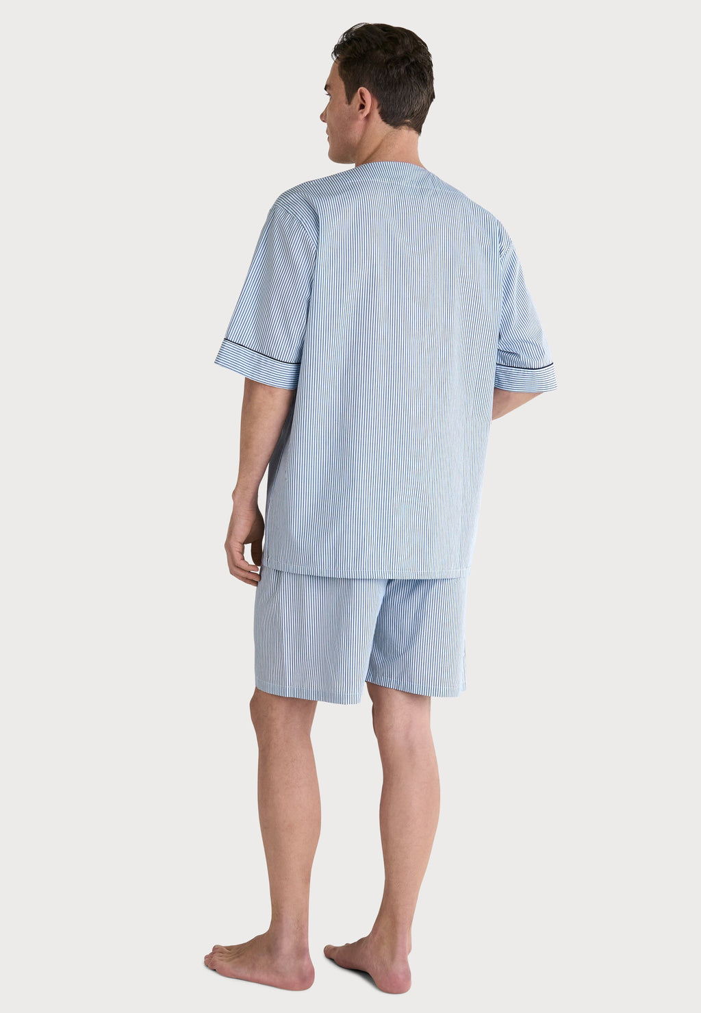 Pijama Hombre Verano Corto Judo Popelín Rayas - Azul 4549_36