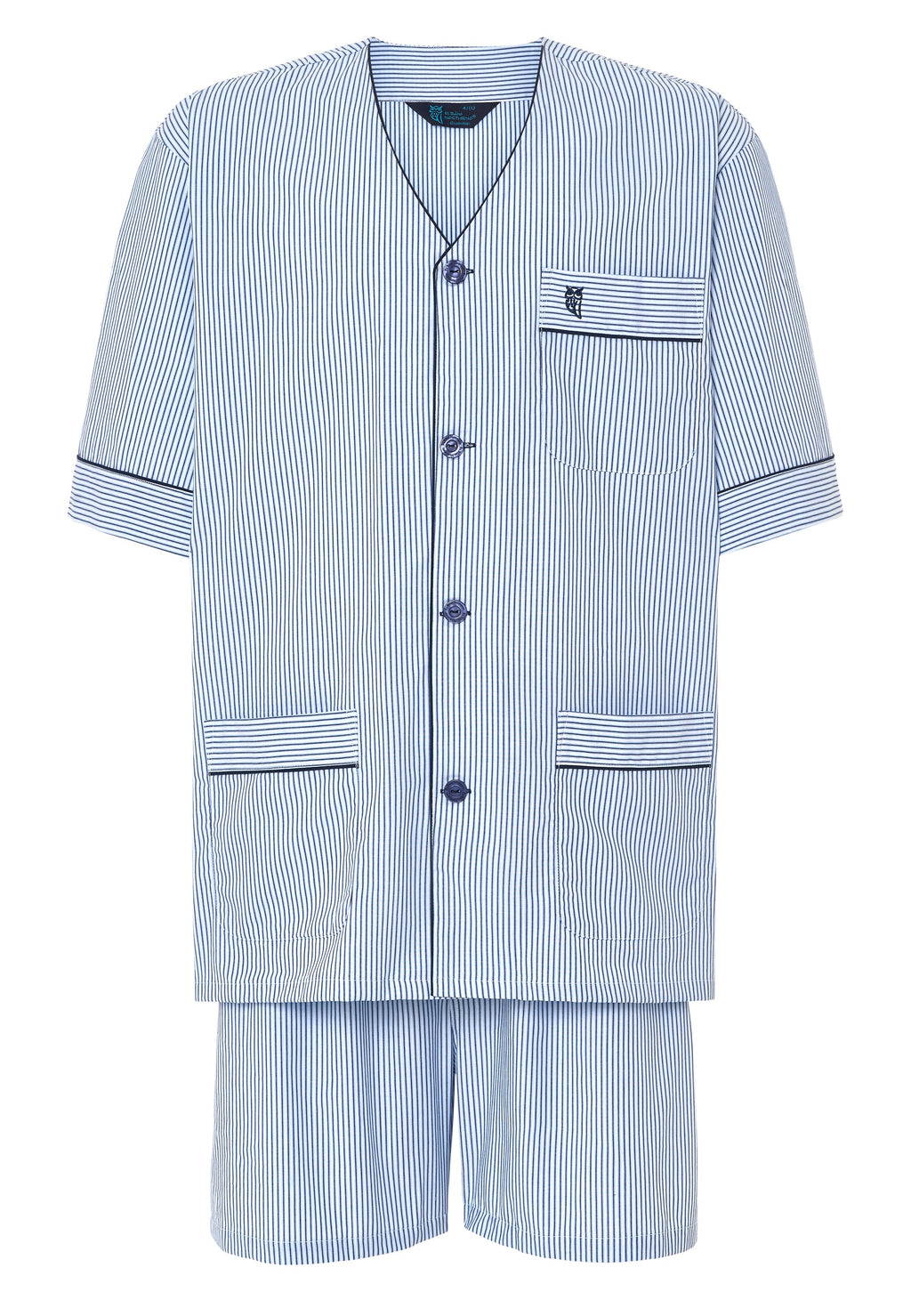 Pijama Hombre Verano Corto Judo Popelín Rayas - Azul 4549_36