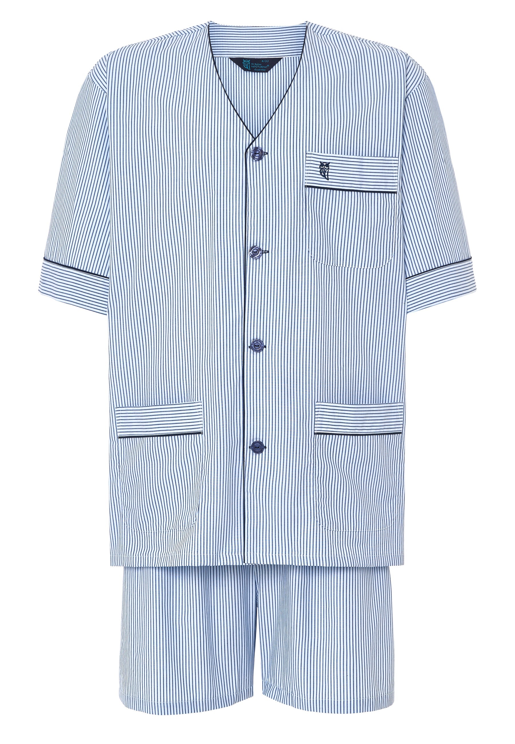 Pijama Hombre Verano Corto Judo Popelín Rayas - Azul 4549_36