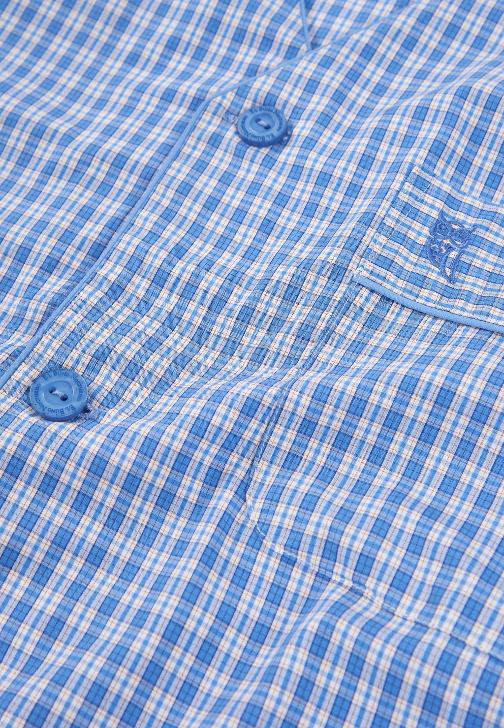 Pijama Hombre Verano Corto Judo Popelín Cuadros - Azul 4550_33