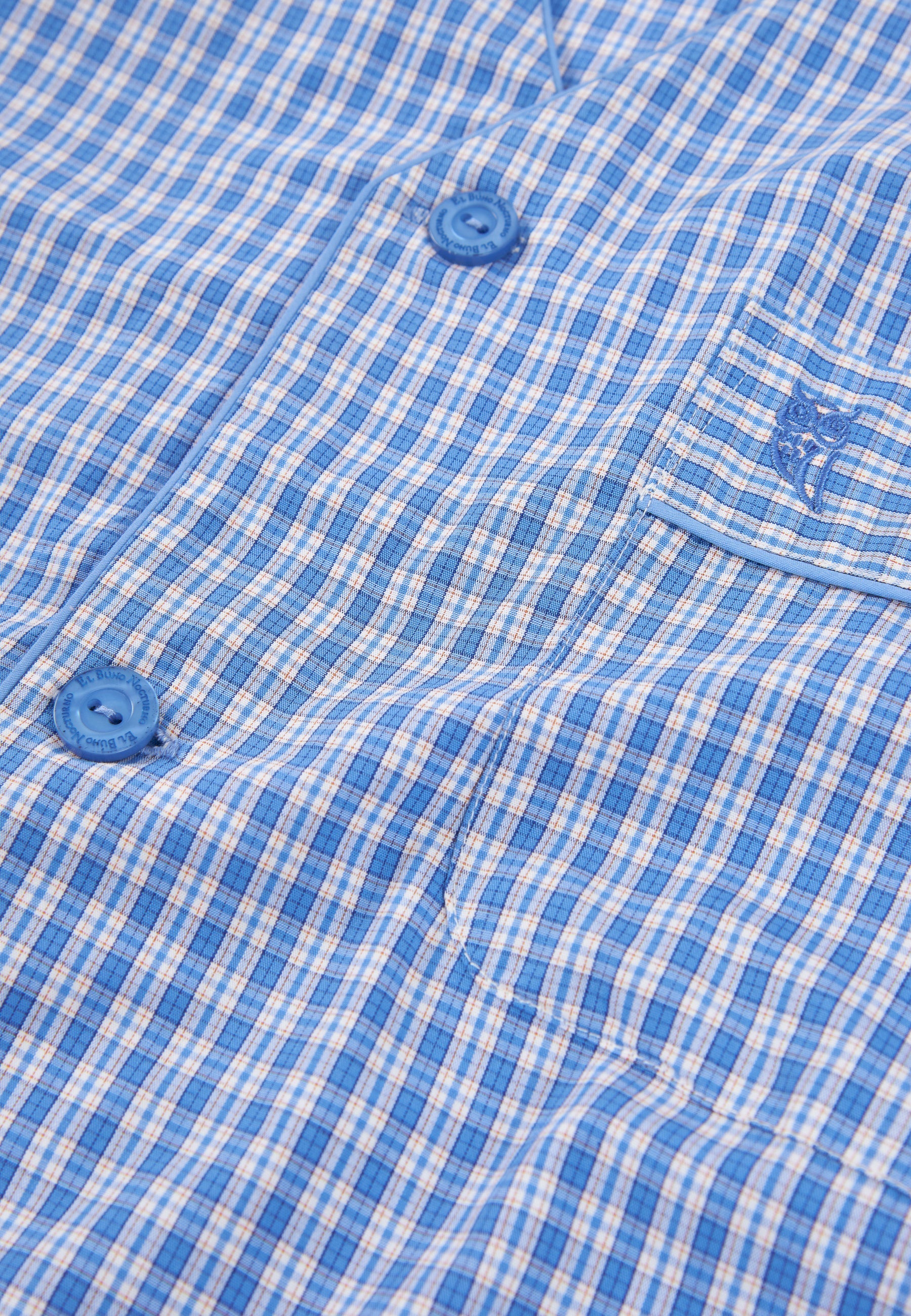 Pijama Hombre Verano Corto Judo Popelín Cuadros - Azul 4550_33