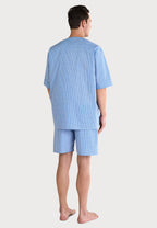 Pijama Hombre Verano Corto Judo Popelín Cuadros - Azul 4550_33