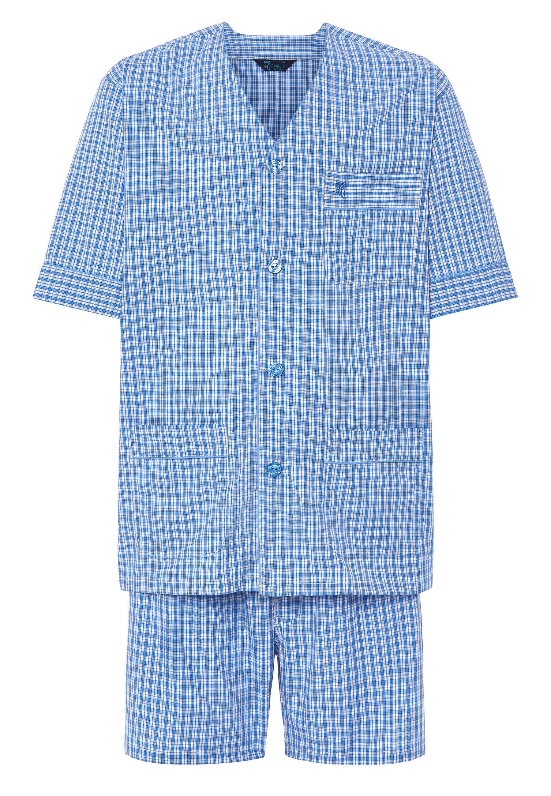 Pijama Hombre Verano Corto Judo Popelín Cuadros - Azul 4550_33