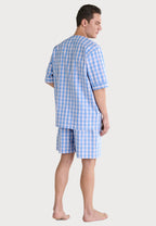 Pijama Hombre Verano Corto Judo Popelín Cuadros - Azul 4551_30