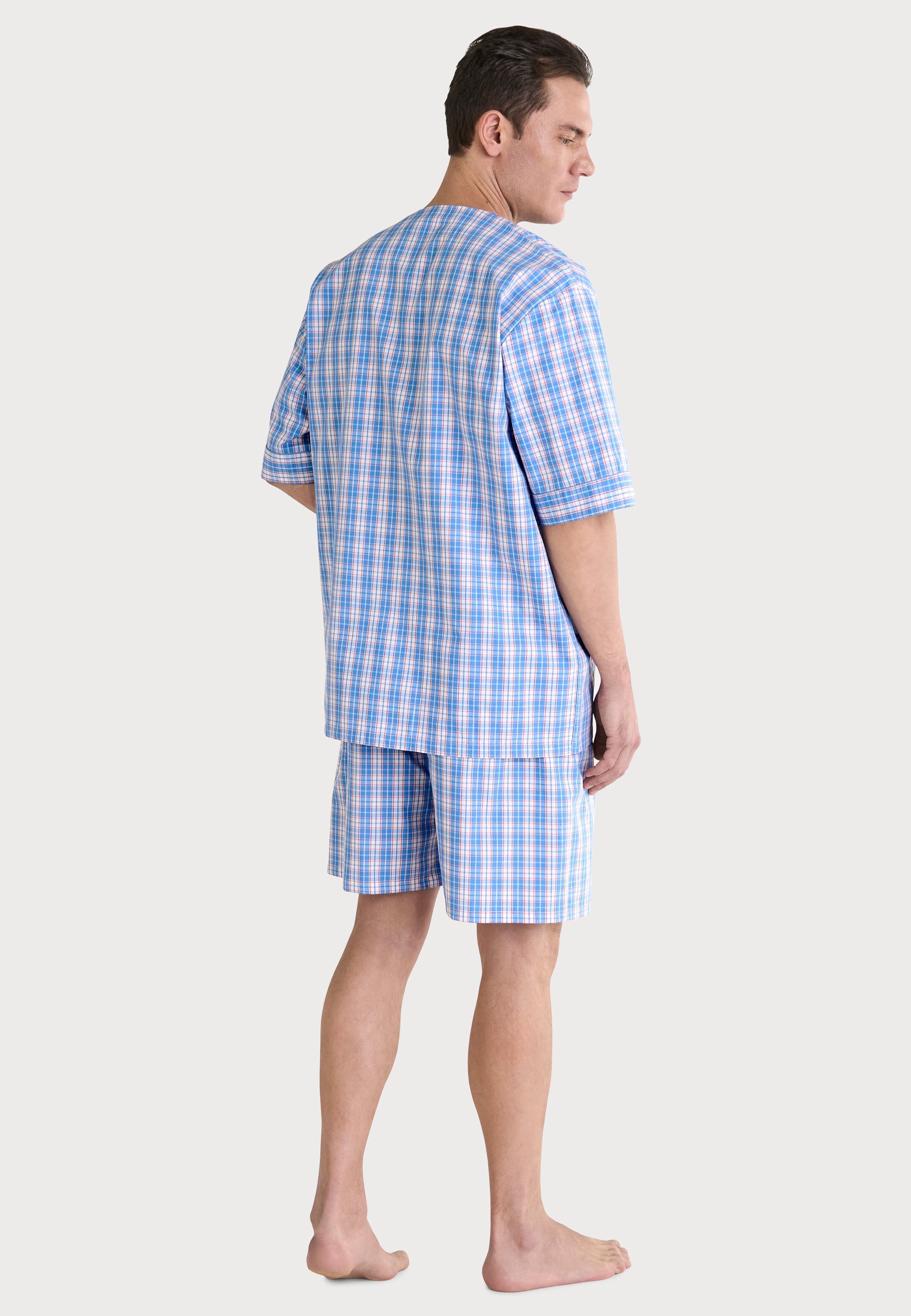 Pijama Hombre Verano Corto Judo Popelín Cuadros - Azul 4551_30