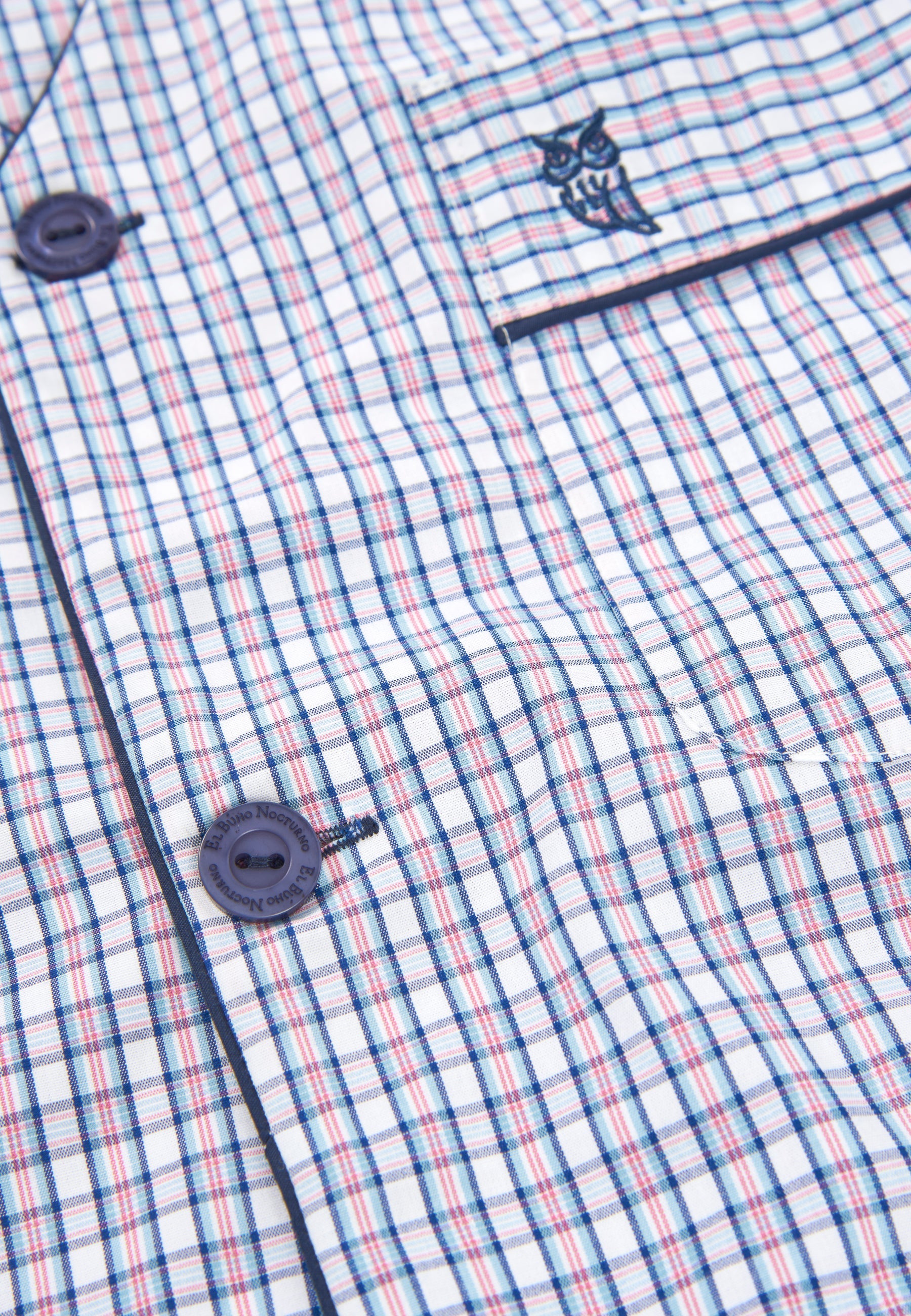 Pijama Hombre Verano Corto Judo Popelín Cuadros - Blanco 4552_01