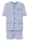 Pijama Hombre Verano Corto Judo Popelín Cuadros - Blanco 4552_01