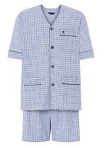 Pijama Hombre Verano Corto Judo Popelín Cuadros - Blanco 4552_01