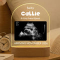 Luz de Noche Acrílica Personalizada con Nombre y Base de Madera para Bebé Embarazado Ultrasonido Regalo de Cumpleaños para el Día de la Madre para Nuevas Mamás Futuro Padre
