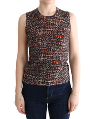 Women's Multicolor Print Knit Top Wool T-Shirt Virgin
