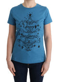 Women's Blue Cotton 2017 Motive T-Shirt