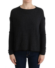 Women's Gray Viscose Knitted Sweater Clothing